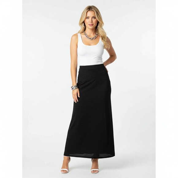 Ice Dresses & Skirts - Ice Black Sheer Long Striped Maxi Skirt M